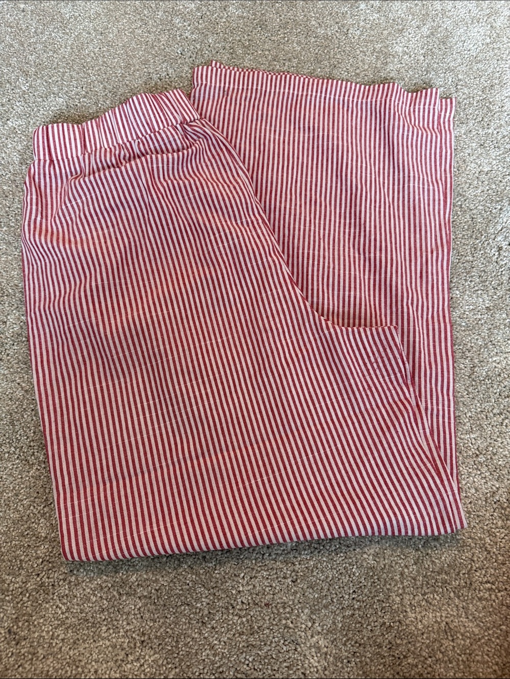 Men's Red and White Striped Shirt - Classic Seersucker Style